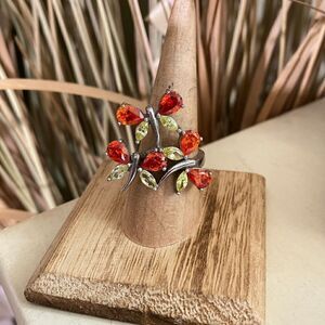 Sterling Silver CZ Butterfly Statement Ring